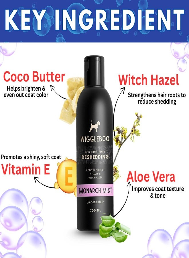 WiggleBoo Dog Conditioner | Bathing & Grooming | Deep Hydration with Aloe Vera, Shea Butter, Coconut & Jojoba Oils | Deshedding | Detangles, Softens & Reduces Shedding (Monarch Mist, 200ml) - Image 3